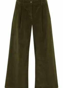 bonprix Bekleidung·Kleider|Hosen^Weite Stretchcord-Culotte mit High-Waist-Bequembund, 7/8-Länge dunkeloliv