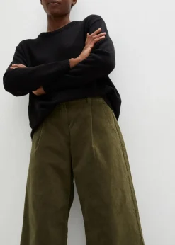 bonprix Bekleidung·Kleider|Hosen^Weite Stretchcord-Culotte mit High-Waist-Bequembund, 7/8-Länge dunkeloliv