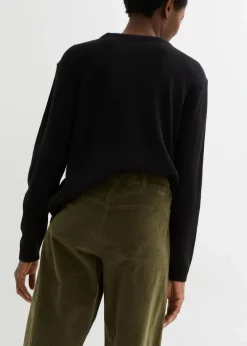 bonprix Bekleidung·Kleider|Hosen^Weite Stretchcord-Culotte mit High-Waist-Bequembund, 7/8-Länge dunkeloliv