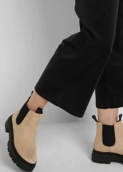 bonprix Hosen|Bekleidung·Kleider^Weite Stretchcord-Culotte mit High-Waist-Bequembund, 7/8-Länge schwarz