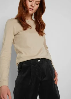 bonprix Hosen|Bekleidung·Kleider^Weite Stretchcord-Culotte mit High-Waist-Bequembund, 7/8-Länge schwarz