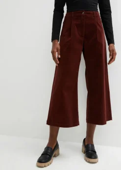 bonprix Hosen|Bekleidung·Kleider^Weite Stretchcord-Culotte mit High-Waist-Bequembund, 7/8-Länge kaffeebraun