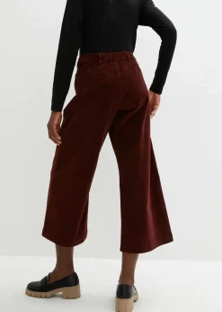 bonprix Hosen|Bekleidung·Kleider^Weite Stretchcord-Culotte mit High-Waist-Bequembund, 7/8-Länge kaffeebraun