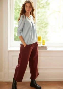 bonprix Hosen|Bekleidung·Kleider^Weite Stretchcord-Culotte mit High-Waist-Bequembund, 7/8-Länge kaffeebraun