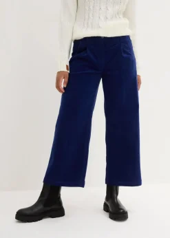 bonprix Hosen|Bekleidung·Kleider^Weite Stretchcord-Culotte mit High-Waist-Bequembund, 7/8-Länge mitternachtsblau