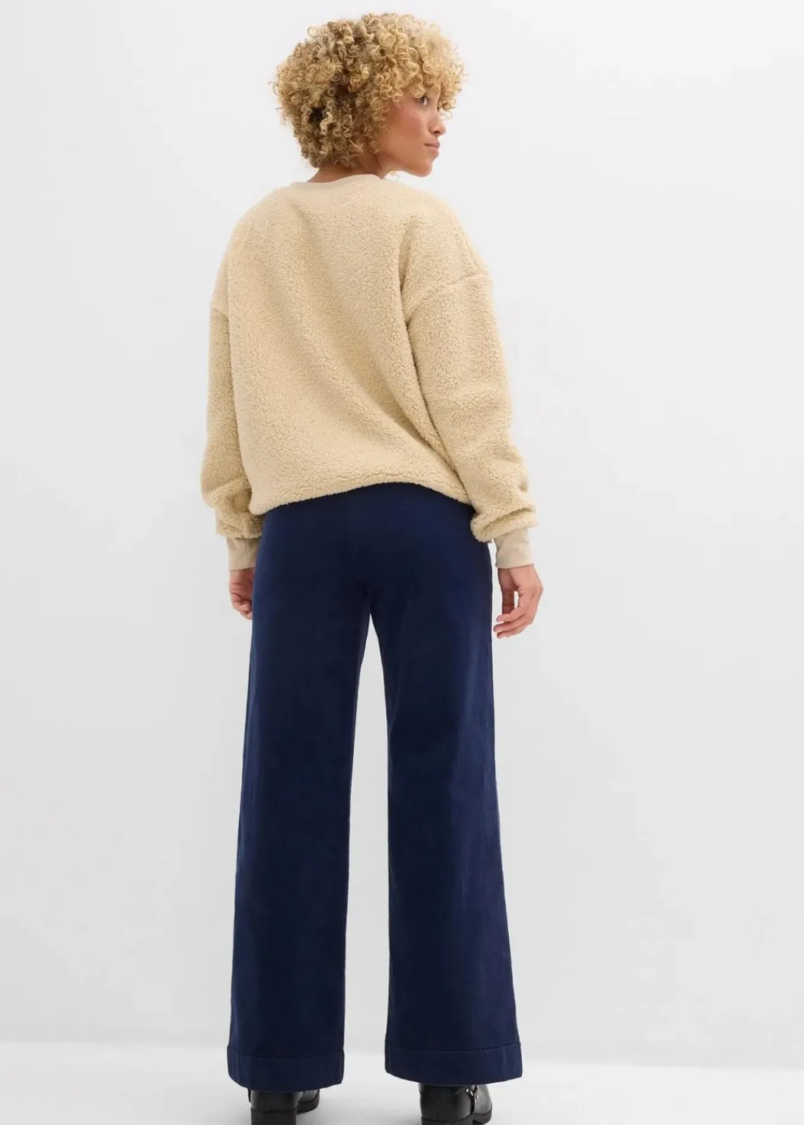 bonprix Hosen|Bekleidung·Kleider^Weite Stretch-Cordhose, High-Waist dunkelblau