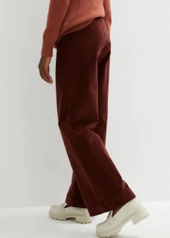 bonprix Bekleidung·Kleider|Hosen^Weite Stretch-Cordhose, High-Waist kaffeebraun