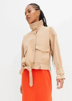 bonprix Bekleidung·Hosen|Jacken & Mäntel^Weite Twill-Jacke mit aufgesetzten Taschen latte macchiato