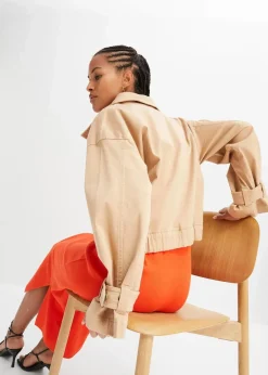 bonprix Bekleidung·Hosen|Jacken & Mäntel^Weite Twill-Jacke mit aufgesetzten Taschen latte macchiato