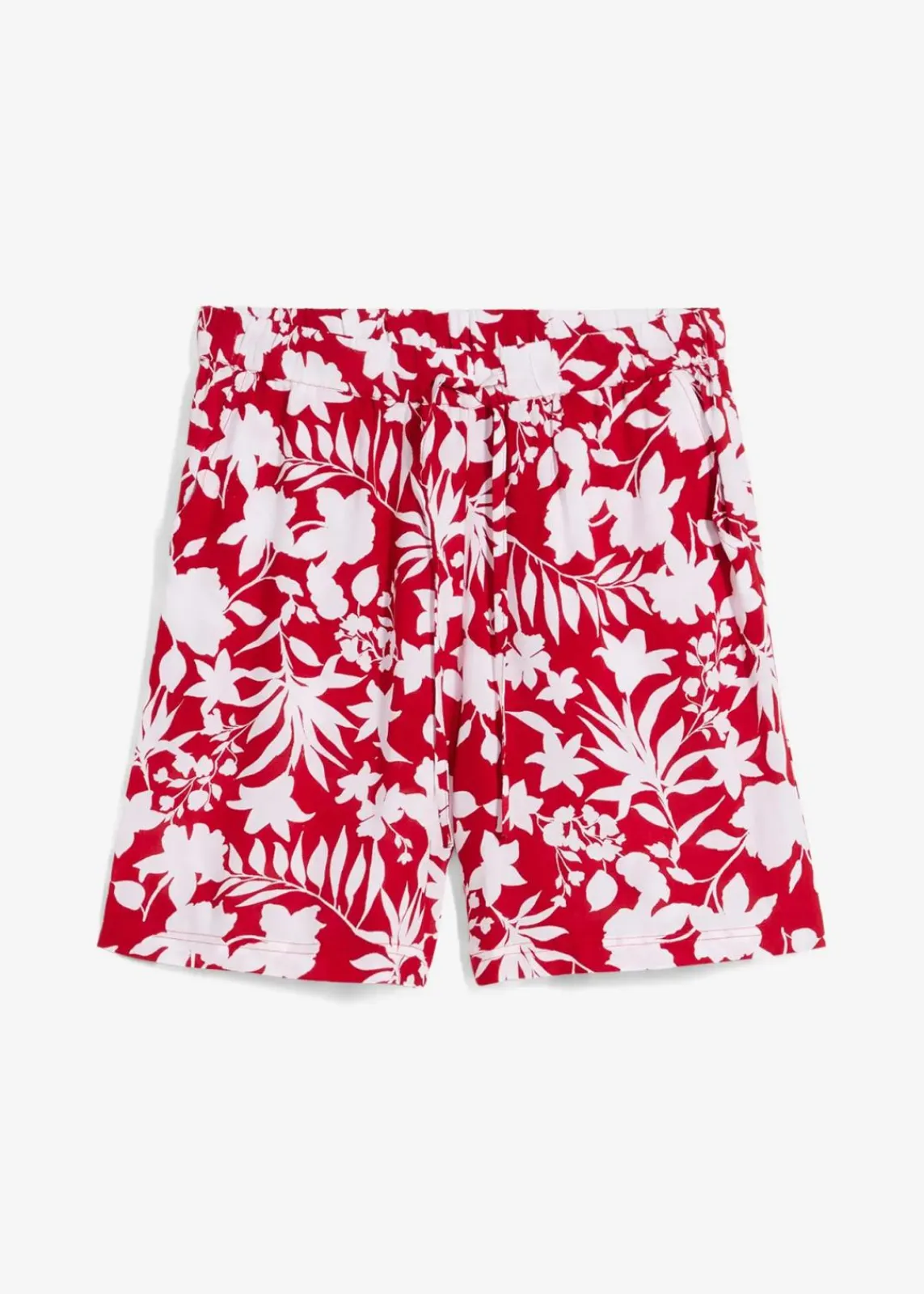 bonprix Nachhaltigere Materialien|Hosen^Weite Viskose Shorts mit High-Waist-Bequembund chillirot/weiß floral