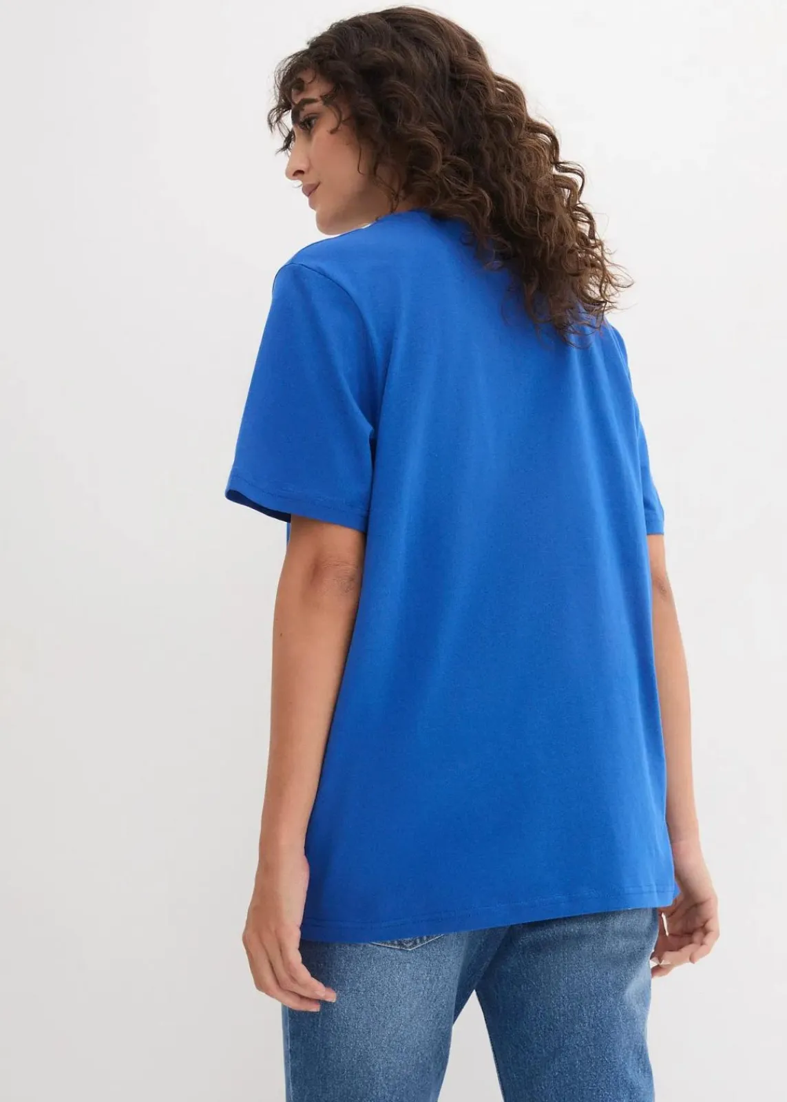 bonprix Bekleidung·Röcke|Basics^Weites Long-Shirt mit V-Ausschnitt, Kurzarm (5er Pack) hellkoralle + hummer + hellblau + azurblau + weiß