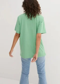 bonprix Shirts & Tops|Basics^Weites Long-Shirt mit V-Ausschnitt, Kurzarm (5er Pack) softrosa + softflieder + mint + softlimette + dunkelblau
