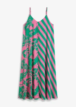 bonprix Bekleidung·Pullover & Strickjacken|Kleider^Weites Maxikleid pink/grün floral