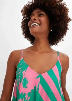 bonprix Bekleidung·Pullover & Strickjacken|Kleider^Weites Maxikleid pink/grün floral