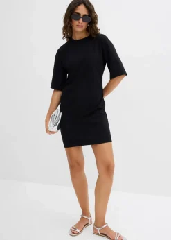 bonprix Bekleidung·Pullover & Strickjacken|Kleider^Weites T-Shirt Kleid schwarz