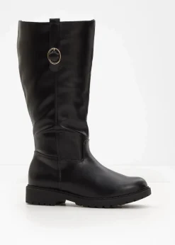 bonprix Gefütterte Winterschuhe|Stiefel^Weitschaftstiefel schwarz