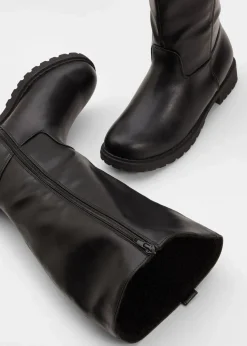 bonprix Gefütterte Winterschuhe|Stiefel^Weitschaftstiefel schwarz
