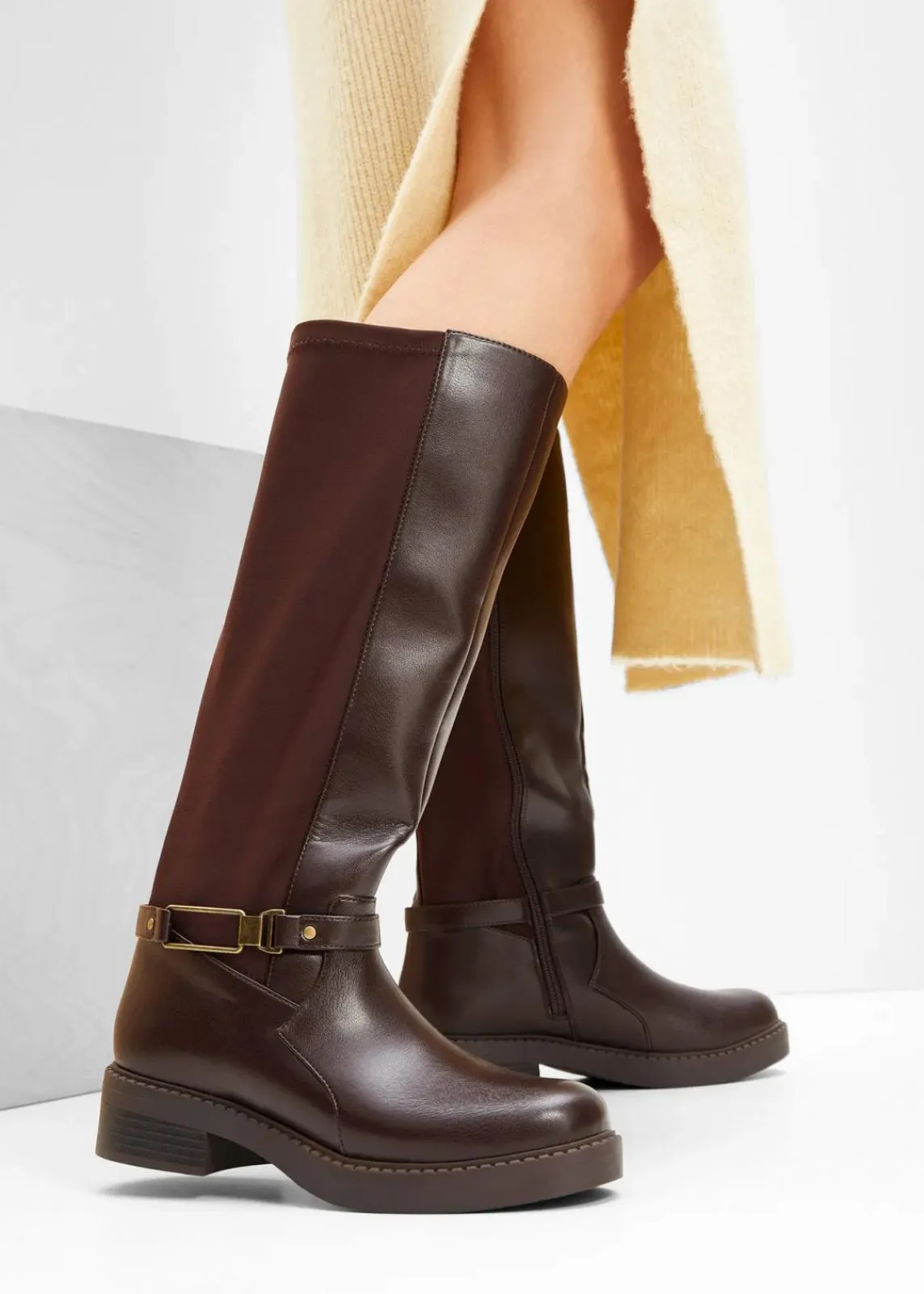 bonprix Stiefel|Schuhe & Accessoires In Spezialgrößen·Elastischer Schaft^Weitschaftstiefel dunkelbraun