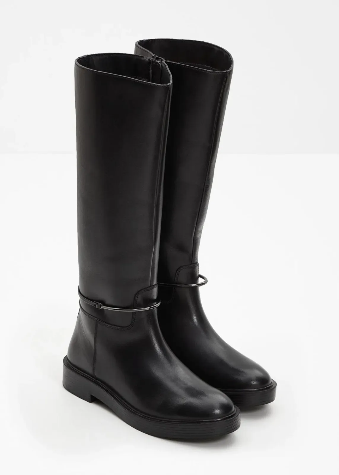 bonprix Stiefel|Premium^Weitschaftstiefel aus Leder schwarz