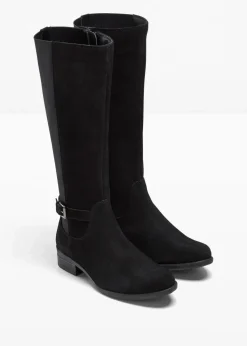 bonprix Stiefel|Schuhe & Accessoires In Spezialgrößen·Elastischer Schaft^Weitschaftstiefel aus Leder schwarz