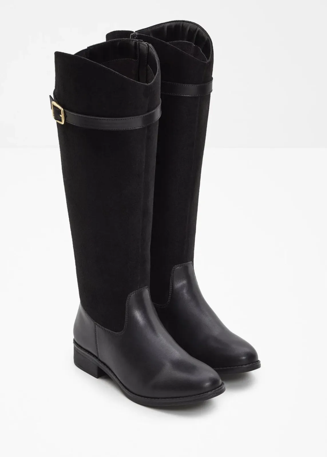 bonprix Stiefel^Weitschaftstiefel mit Schnalle schwarz