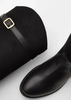 bonprix Stiefel^Weitschaftstiefel mit Schnalle schwarz