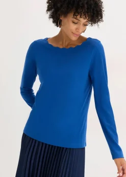 bonprix Shirts & Tops^Wellenkanten Shirt aus Punto di Roma enzianblau