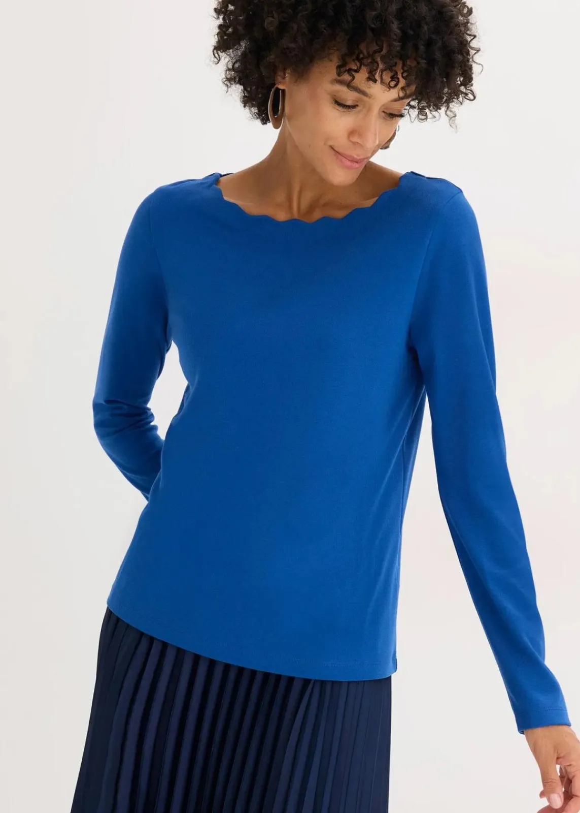 bonprix Shirts & Tops^Wellenkanten Shirt aus Punto di Roma enzianblau