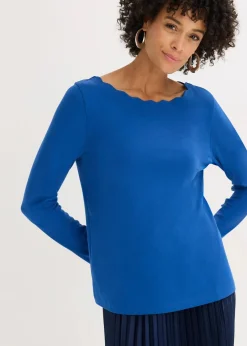 bonprix Shirts & Tops^Wellenkanten Shirt aus Punto di Roma enzianblau