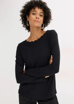 bonprix Shirts & Tops^Wellenkanten Shirt aus Punto di Roma schwarz