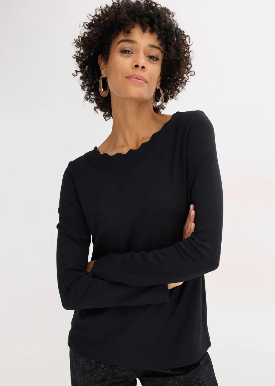 bonprix Shirts & Tops^Wellenkanten Shirt aus Punto di Roma schwarz