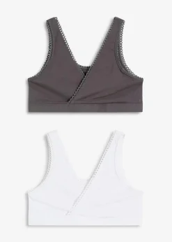 bonprix Nachhaltigere Materialien|Basics^Wende-Bustier mit softer Bio-Baumwolle (2er Pack) weiß + schiefergrau