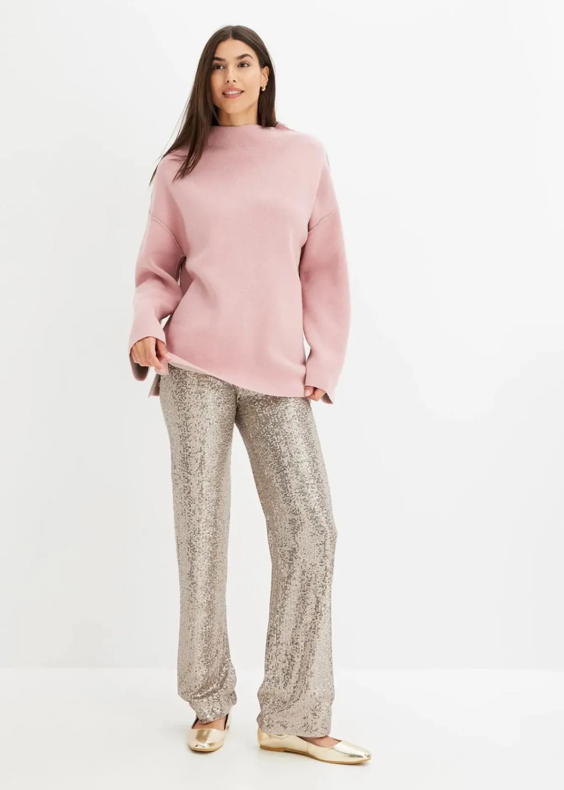 bonprix Bekleidung·Umstandsmode|Bekleidung·Jeans^Wende-Pullover aus Feinstrick naturstein/aschrosa