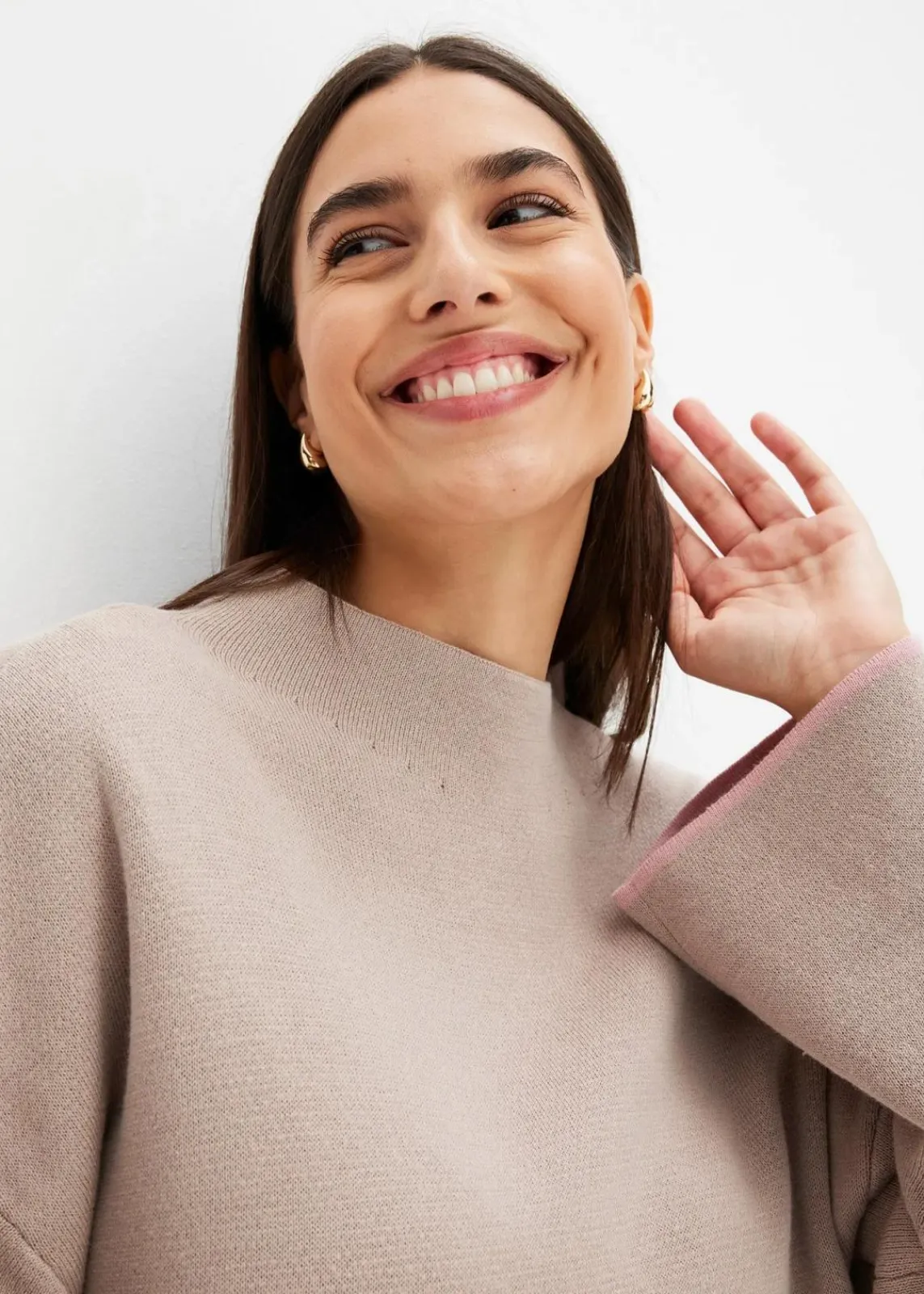 bonprix Bekleidung·Umstandsmode|Bekleidung·Jeans^Wende-Pullover aus Feinstrick naturstein/aschrosa