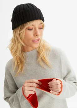 bonprix Pullover & Strickjacken|Strickmode^Wende-Pullover aus Feinstrick hellgrau meliert/mohnrot