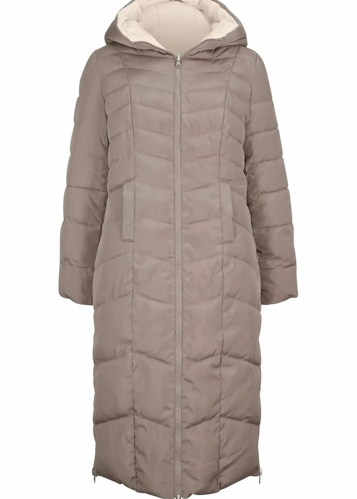 bonprix Bekleidung·Hosen|Jacken & Mäntel^Wende-Steppmantel taupe/elfenbein