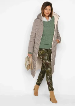bonprix Bekleidung·Hosen|Jacken & Mäntel^Wende-Steppmantel taupe/elfenbein