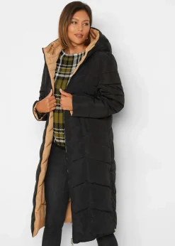 bonprix Jacken & Mäntel|Bekleidung·Hosen^Wende-Steppmantel schwarz/cappuccino