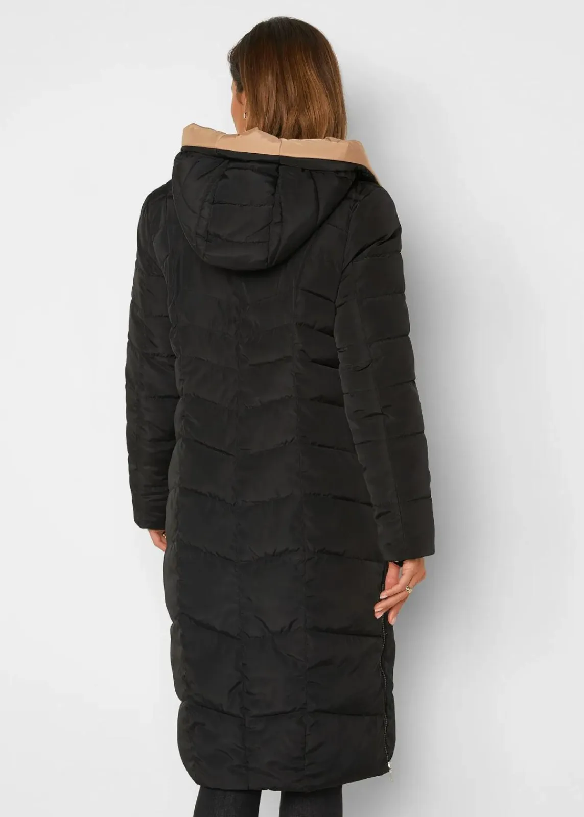 bonprix Jacken & Mäntel|Bekleidung·Hosen^Wende-Steppmantel schwarz/cappuccino