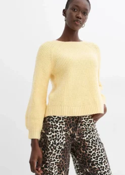 bonprix Bekleidung·Umstandsmode|Strickmode^Wendestrickjacke mit Schleifen hellgelb