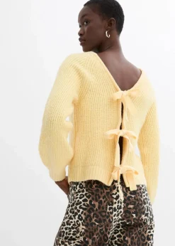 bonprix Bekleidung·Umstandsmode|Strickmode^Wendestrickjacke mit Schleifen hellgelb