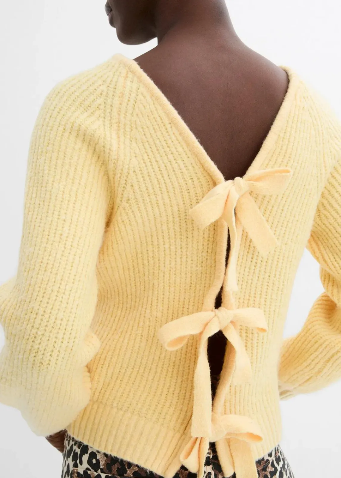 bonprix Bekleidung·Umstandsmode|Strickmode^Wendestrickjacke mit Schleifen hellgelb
