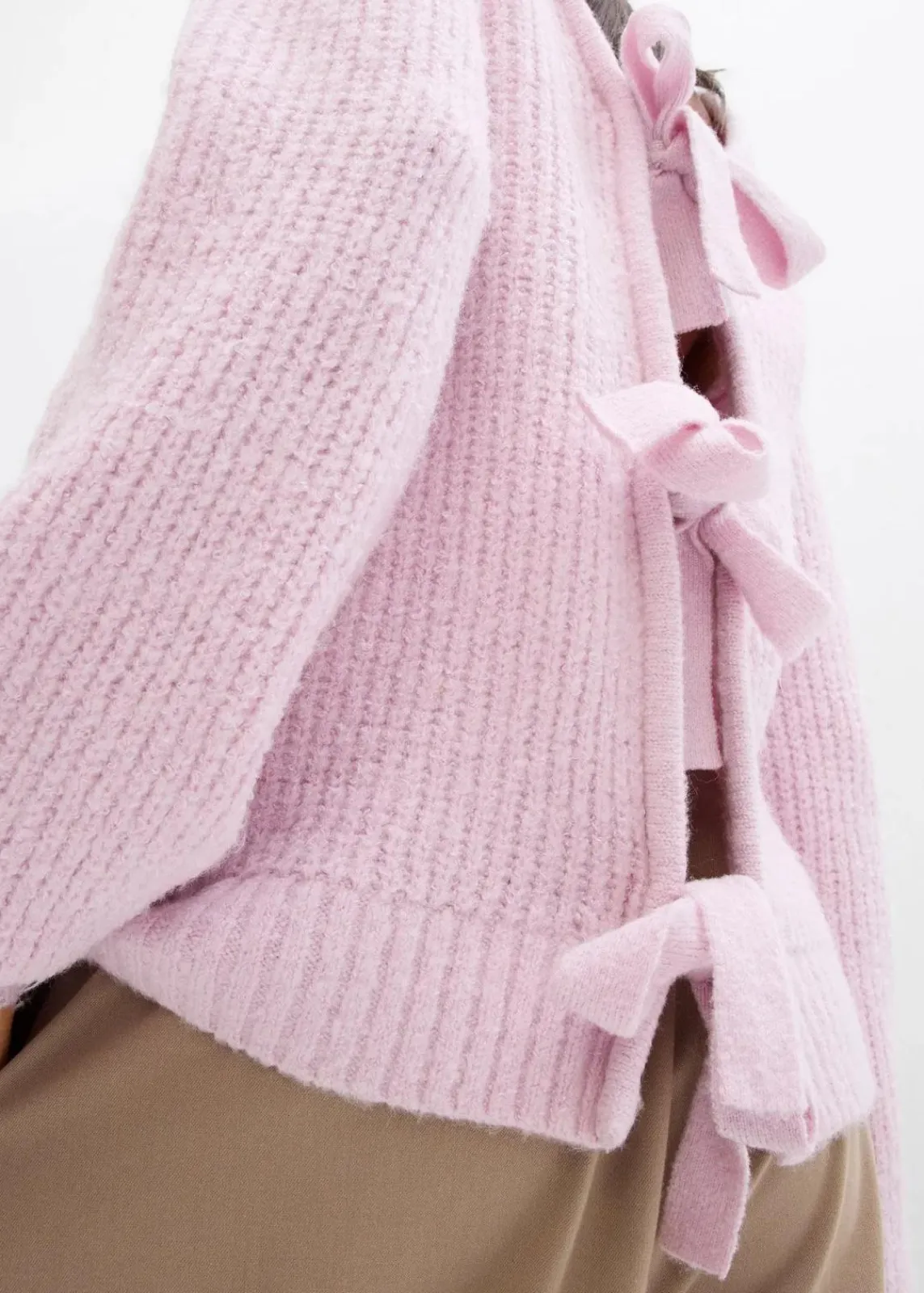 bonprix Bekleidung·Umstandsmode|Strickmode^Wendestrickjacke mit Schleifen puderflieder