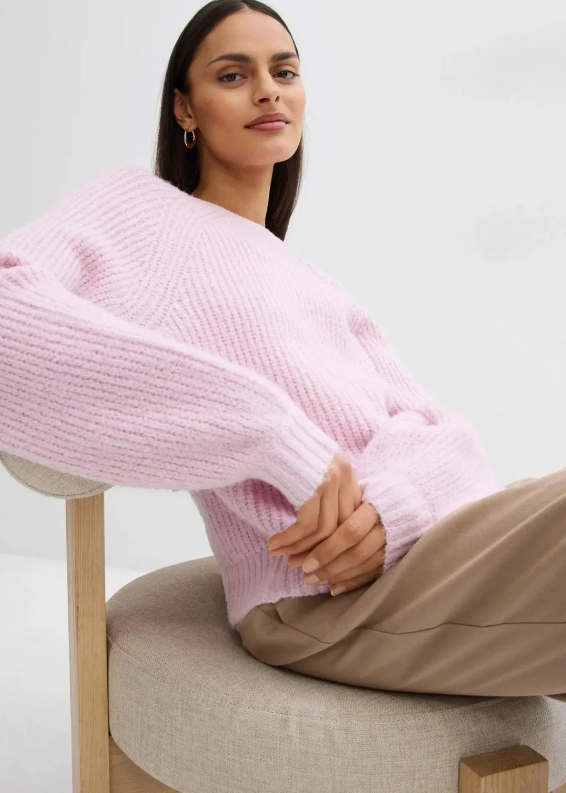 bonprix Bekleidung·Umstandsmode|Strickmode^Wendestrickjacke mit Schleifen puderflieder