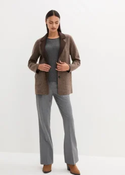 bonprix Blazer|Nachhaltigere Materialien^Wende-Wollblazer mit Glencheck walnussbraun meliert