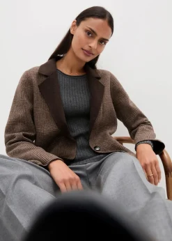 bonprix Blazer|Nachhaltigere Materialien^Wende-Wollblazer mit Glencheck walnussbraun meliert