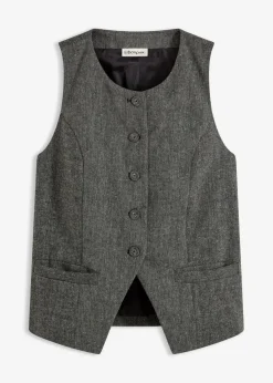 bonprix Bekleidung·Hosen|Jacken & Mäntel^Weste schwarz/wollweiß meliert