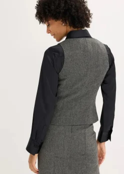 bonprix Bekleidung·Hosen|Jacken & Mäntel^Weste schwarz/wollweiß meliert
