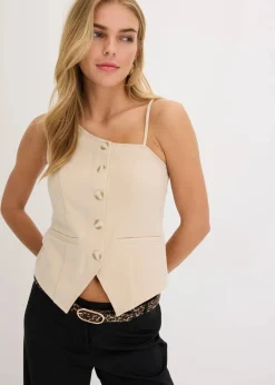 bonprix Jacken & Mäntel^Weste mit Knopfleiste beige