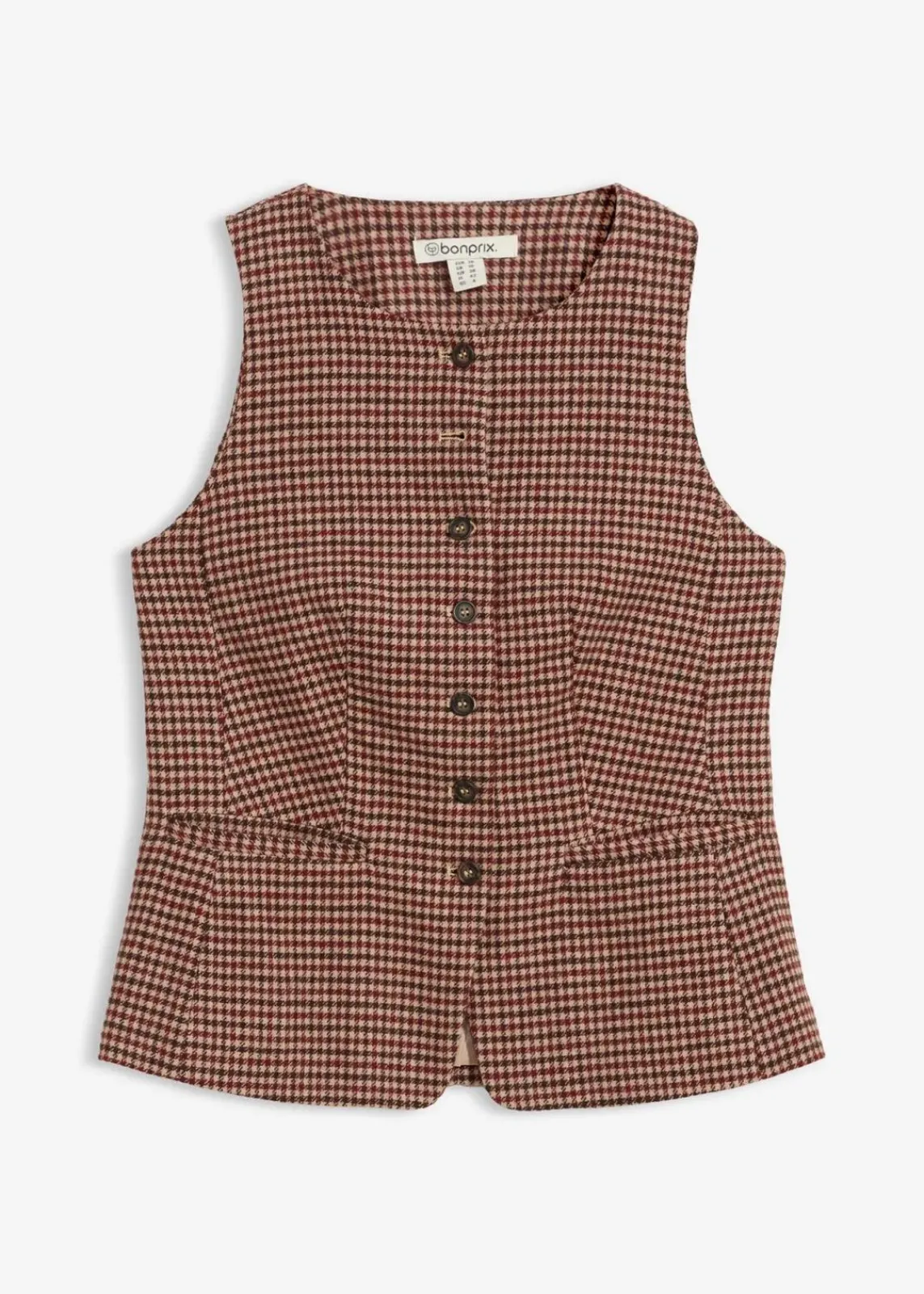 bonprix Bekleidung·Hosen|Jacken & Mäntel^Weste mit Wollanteil mattcamel/dunkelblau kariert